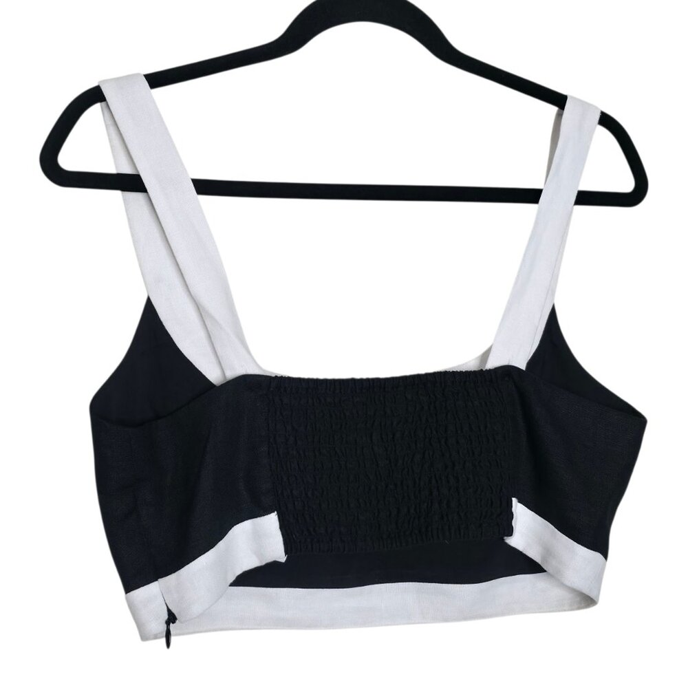 Reformation Alma‎ Set Black White Linen Two Piece Crop Top High Waisted Pants 8 - Picture 6 of 12